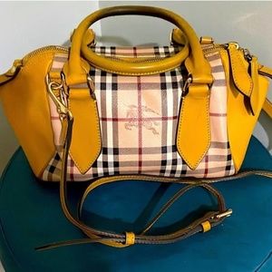 Burberry Beige/Mustard Haymarket Check PVC and Leather Blaze Crossbody Bag